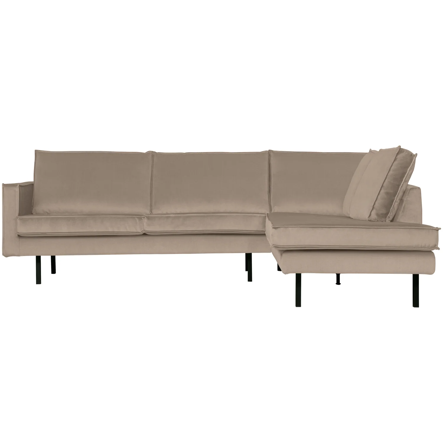 Eckgarnitur Rodeo Samt khaki Couch Sofa Ecksofa Longchair rechts