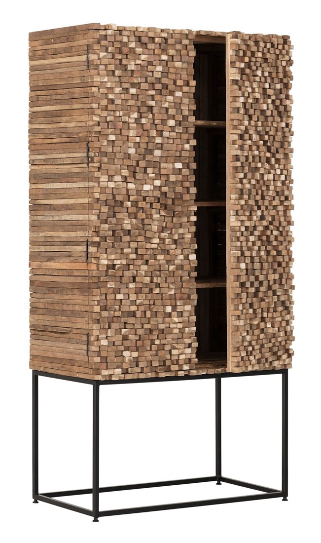 Highboard Sticks H 180 cm Teakholz Schrank