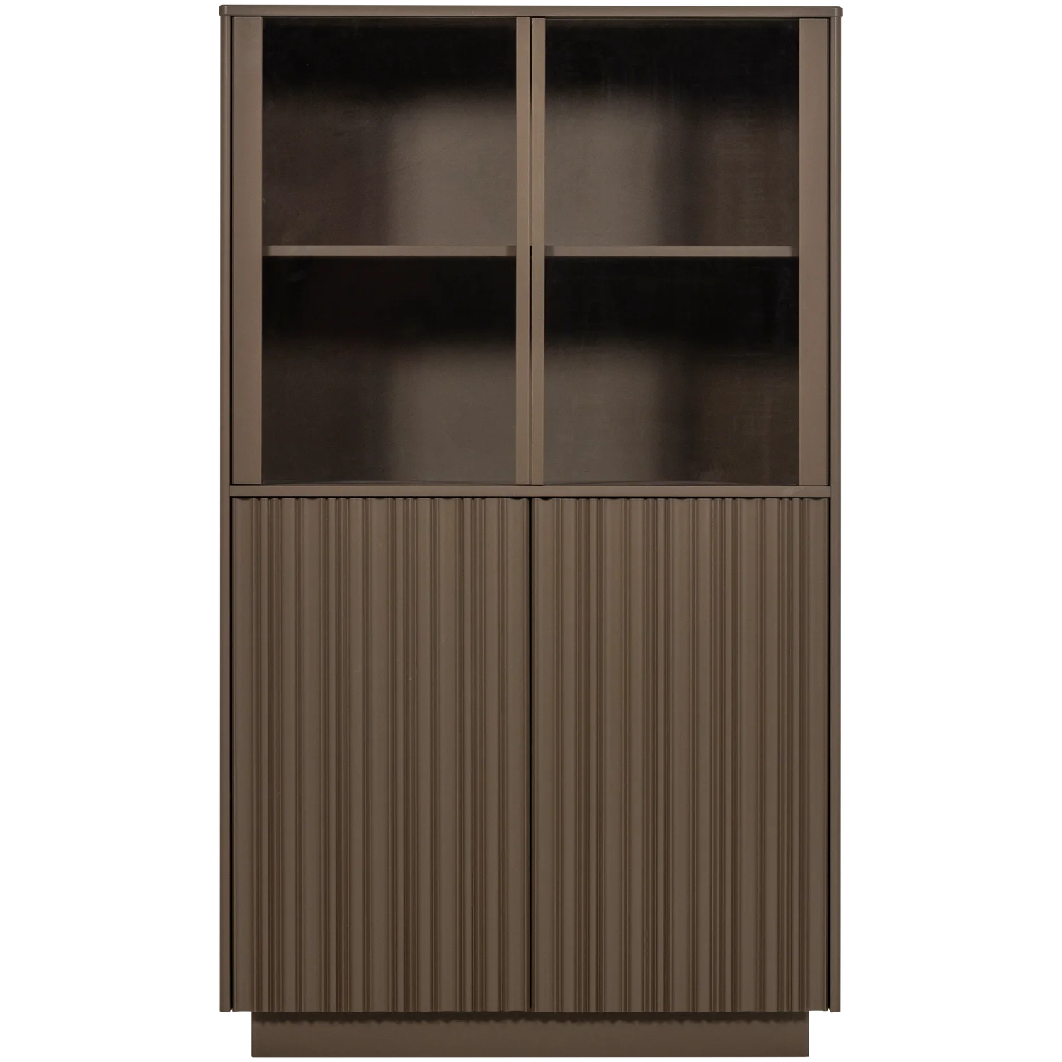 Vitrinenschrank NOVA H 172 cm mit 4 Türen Kiefer Massivholz trüffelbraun
