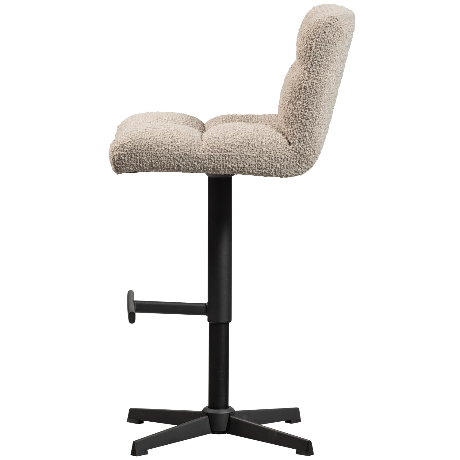 2er Set Barhocker VINNY SH 60 -80 cm höhenverstellbar Metall Bezug Bouclé sandfarben Barstuhl