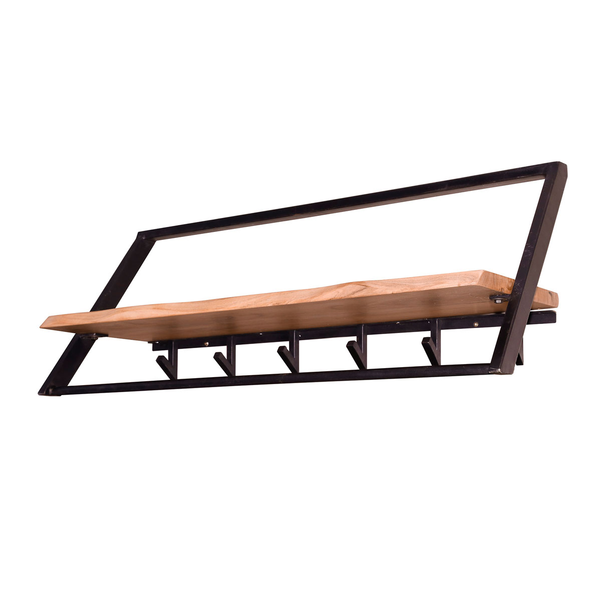 Wandgarderobe Loop B 100 cm 5 Haken Akazie Massivholz Metall