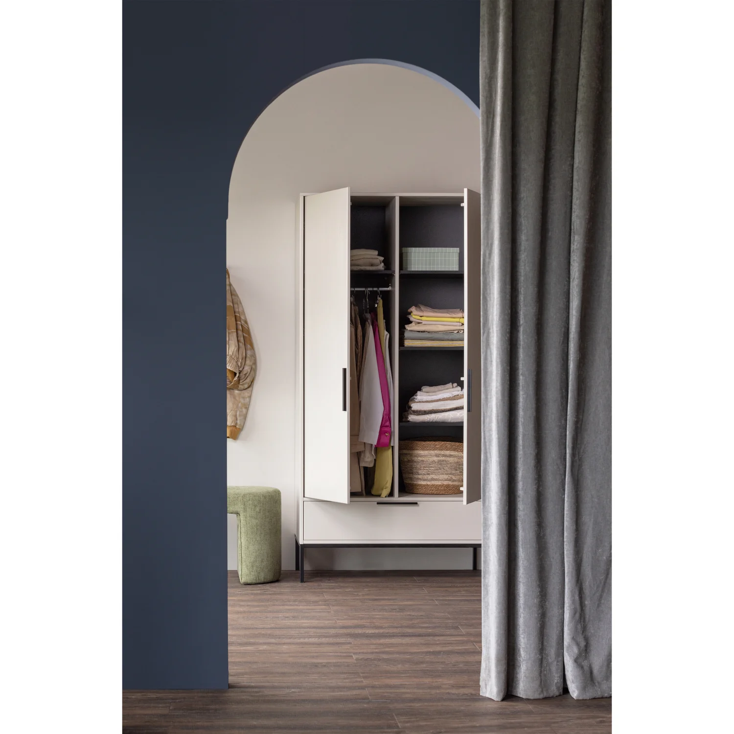 Kleiderschrank Adam staubgrau 100 cm Kiefer