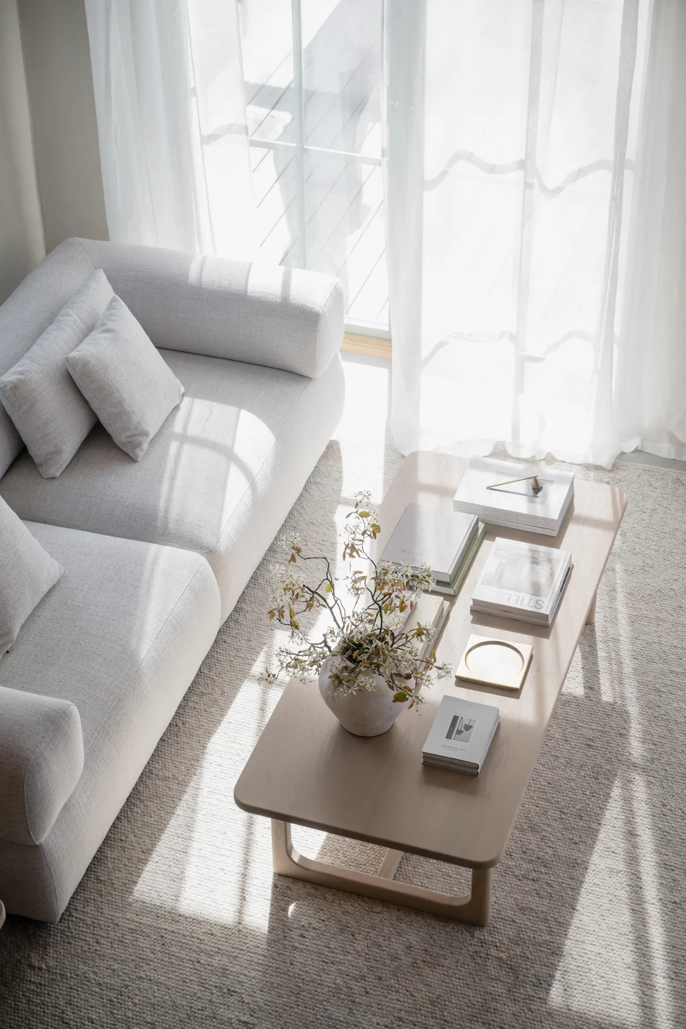 Couchtisch SICROLL 160 x 70 cm Eiche white wash