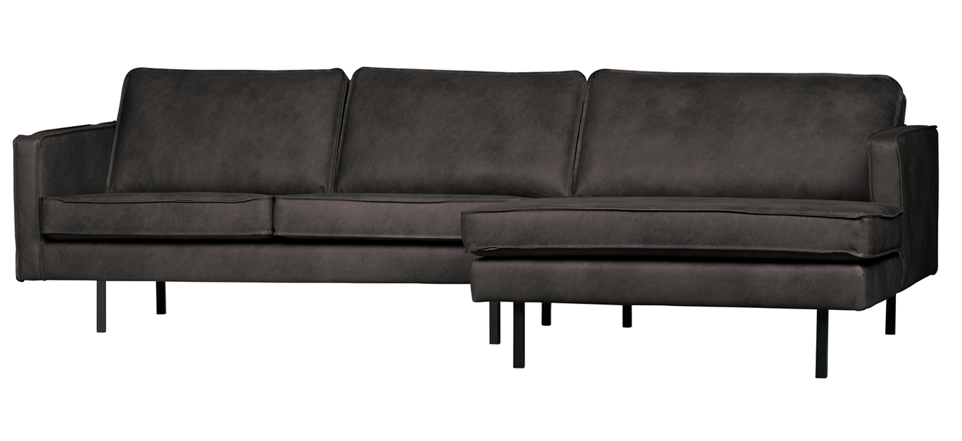 Ecksofa Rodeo Leder schwarz Recamiere rechts
