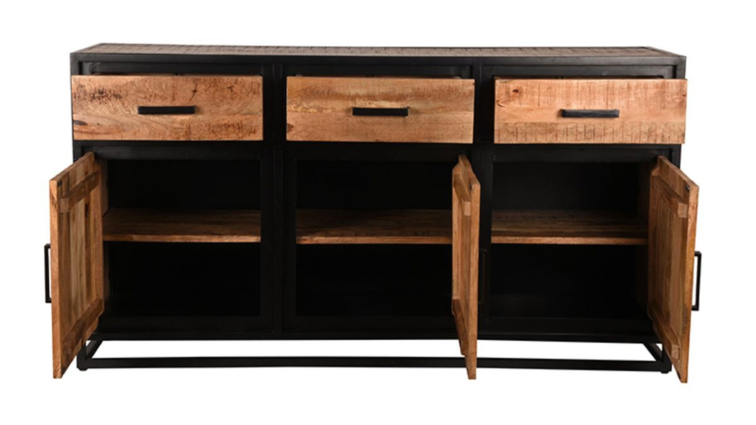 Industrie Kommode NERO 170 cm Anrichte Mango Holz