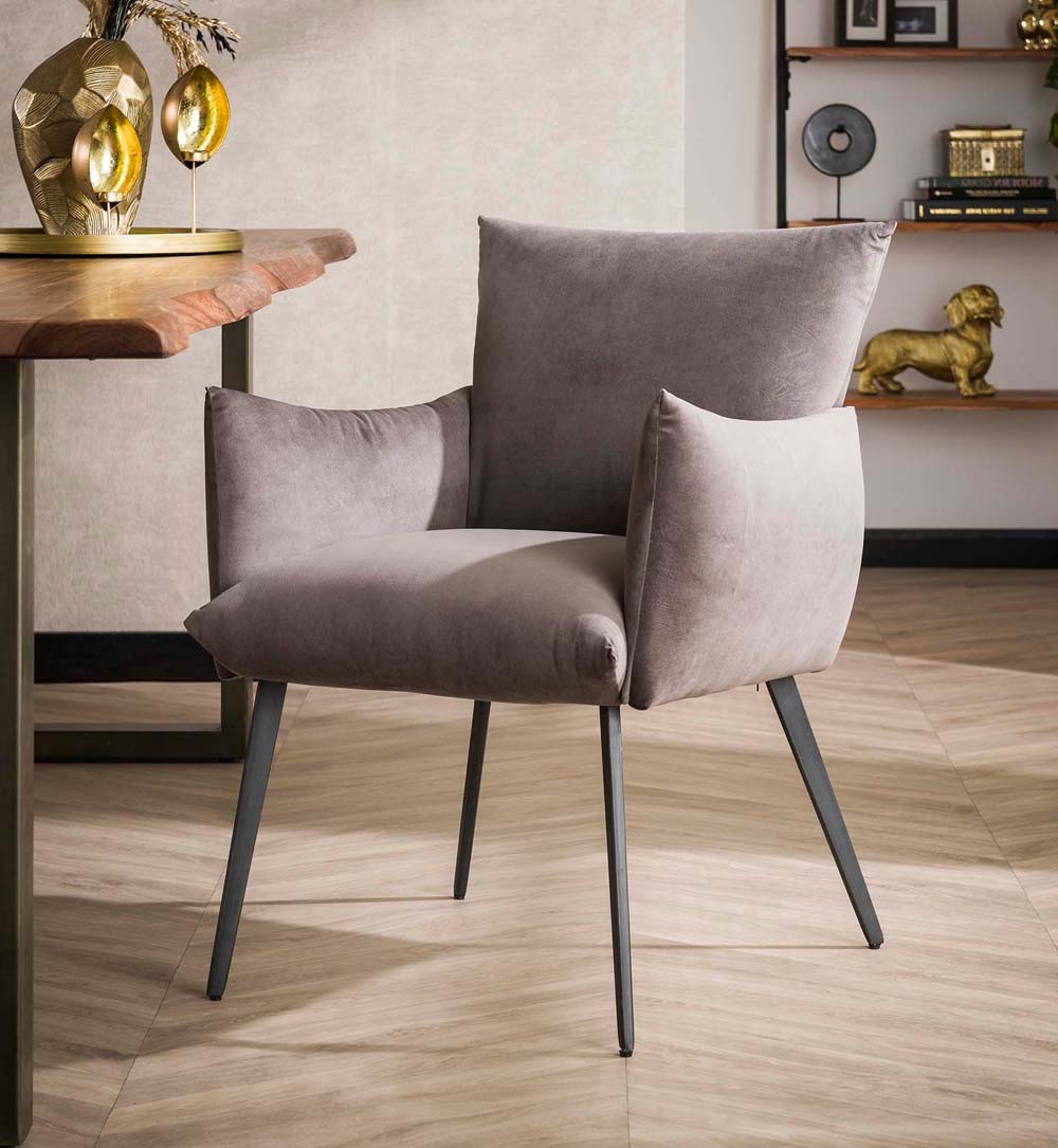 Stuhl Esszimmerstuhl mit Armlehne MALU Samt anthrazit