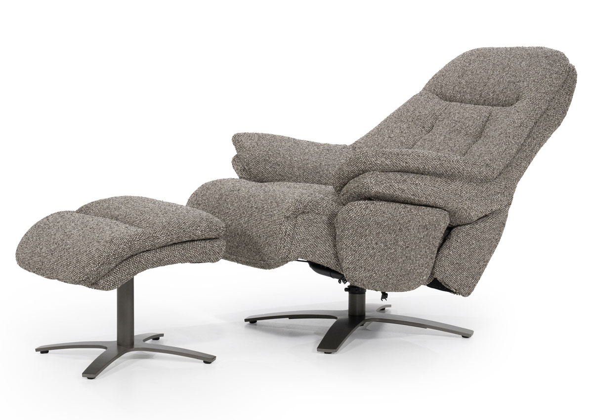 Relaxsessel Caleb elektrisch verstellb. mit Hocker Stoff taupe