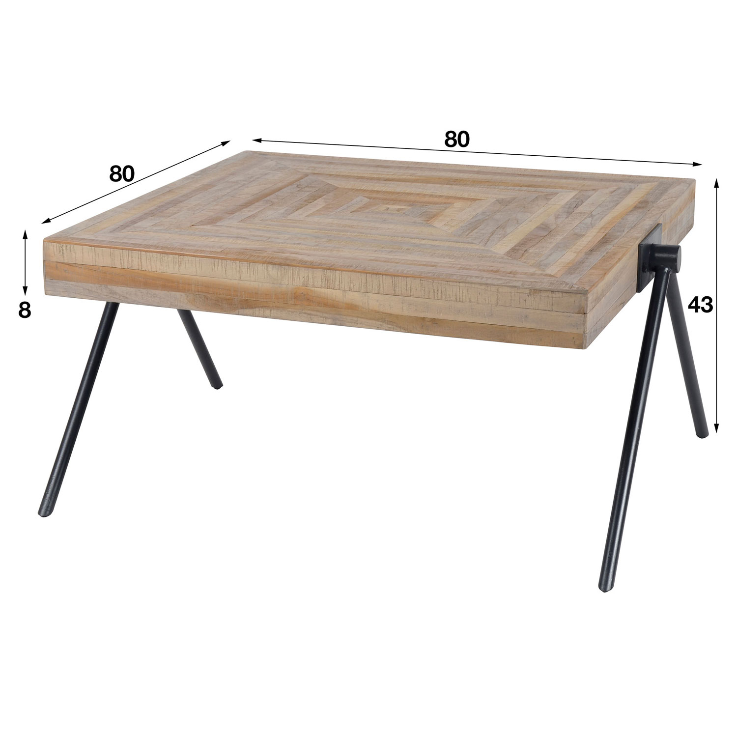 Couchtisch TILLA 80 x 80 verwittertes Teakholz