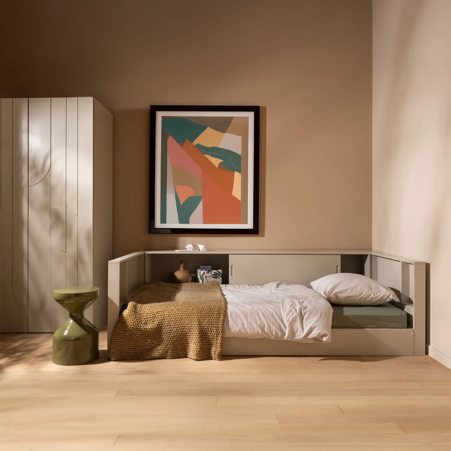 Einzelbett CARTER staubgrau 200 x 90 cm Kiefer Massivholz Bett