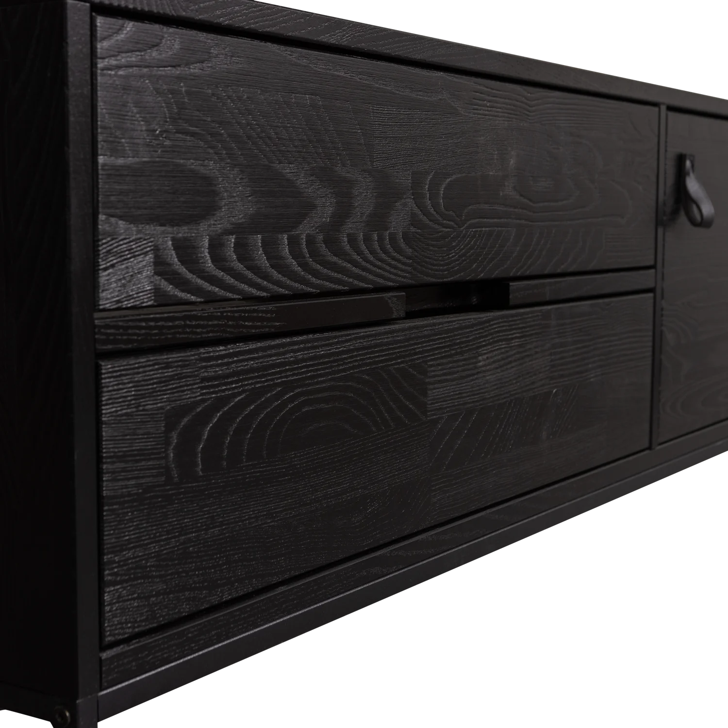 TV Möbel Lowboard SILAS 150 cm Kiefernholz Metall schwarz