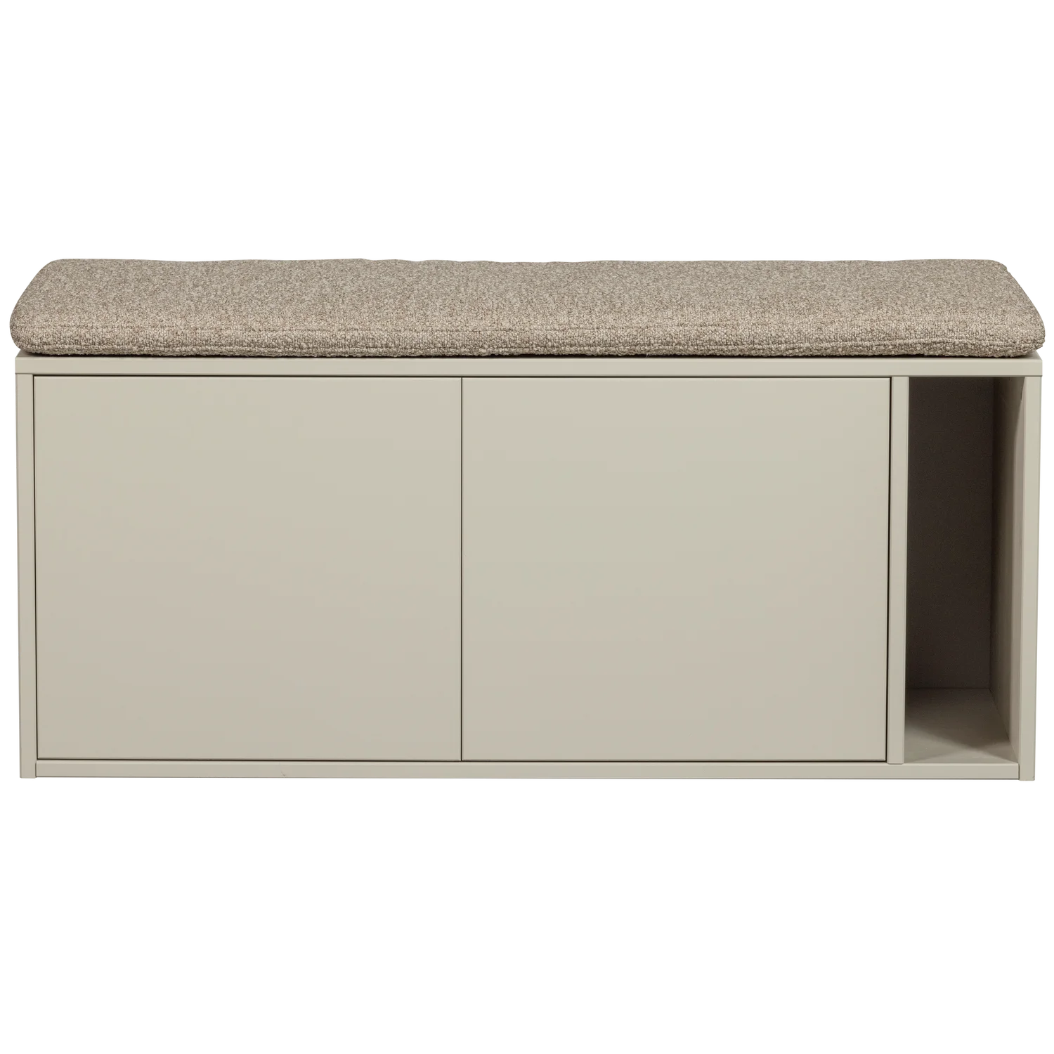 Sitzbank Bank Lowboard SETTLE DOWN mit Kissen 108 cm Kiefernholz staubgrau