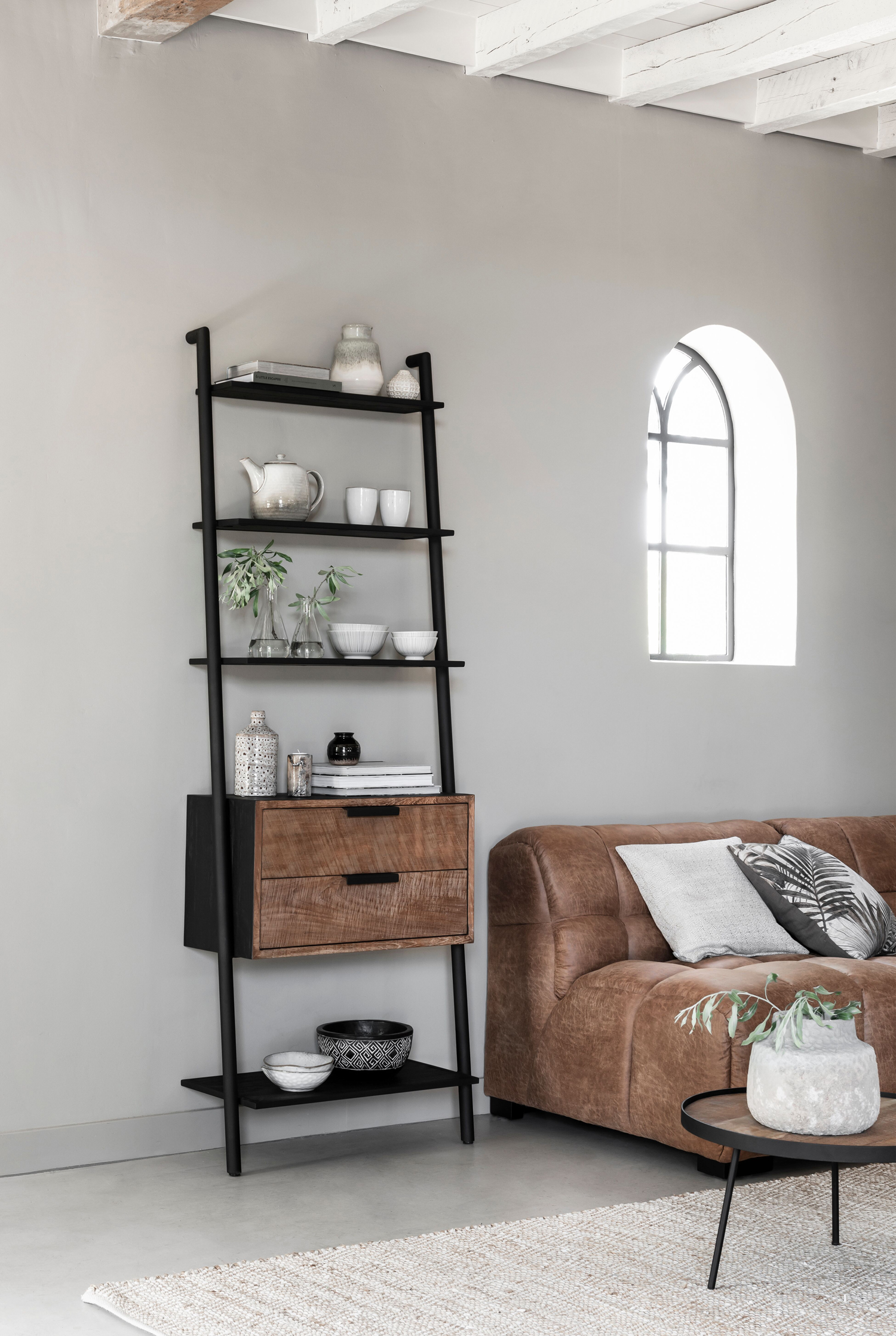 Wandregal Regal Cosmo H 200 cm recyceltes Teakholz
