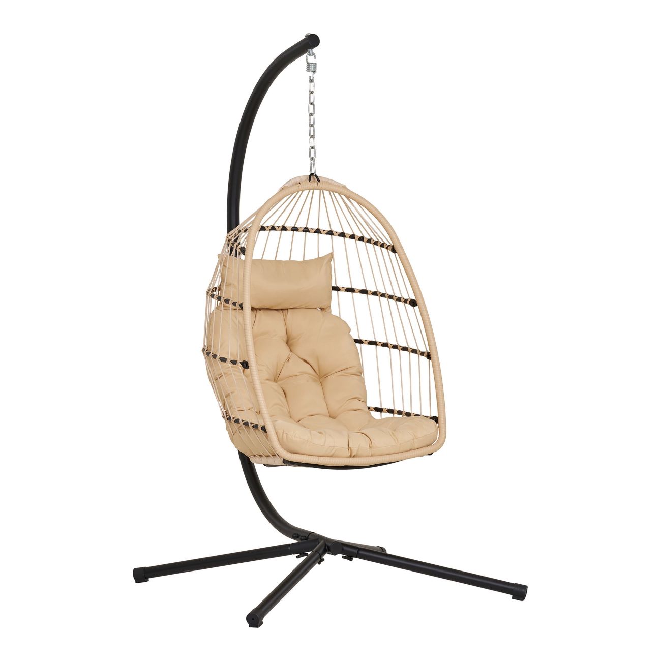 Garten Hängesessel NELE natur PE Rattan mit Gestell