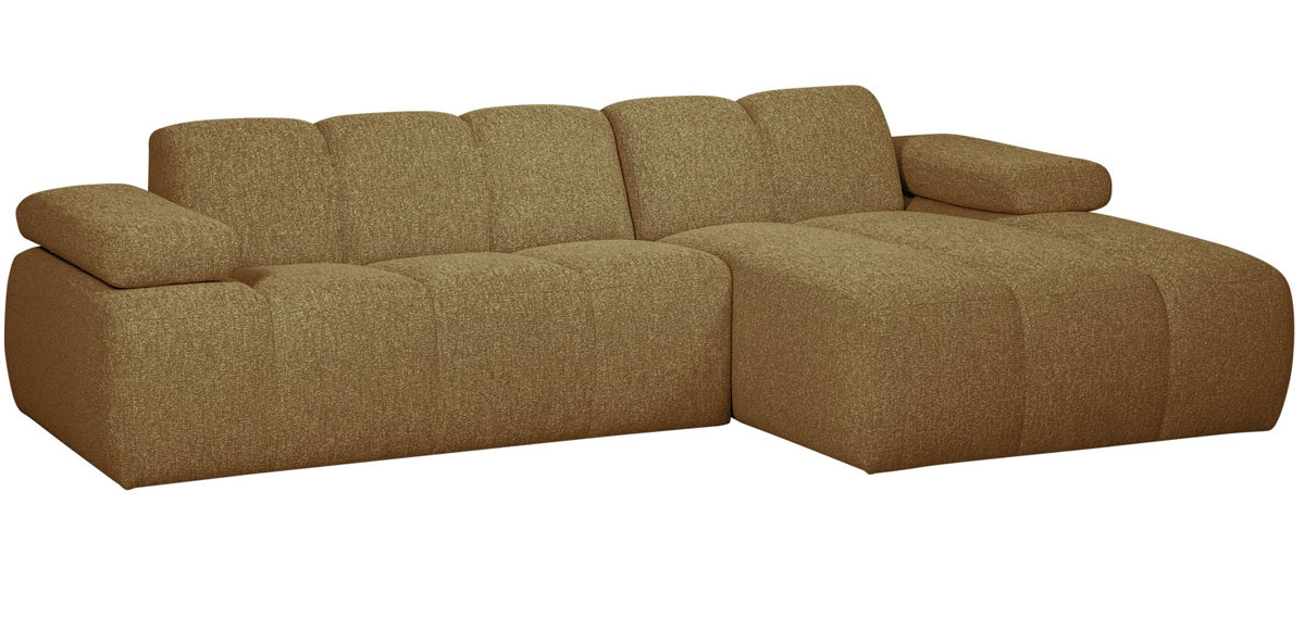 woood Chaiselongue Sofa MOJO rechts Bouclé gelbbraun melange
