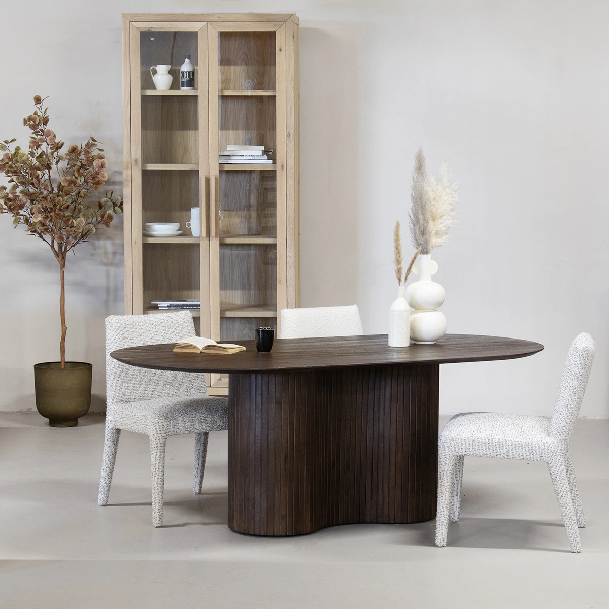 Esstisch ANNA 240 x 100 cm oval Mango Holz dunkelbraun