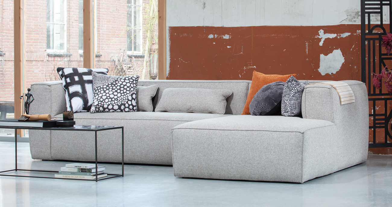 Eckgarnitur BEAN hellgrau Ecksofa Longchair rechts