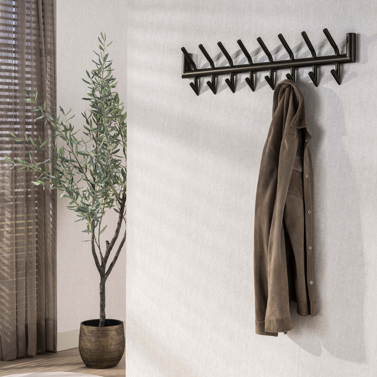 Wandgarderobe CUNO B 78 cm 2 x 8 Haken Metall braun