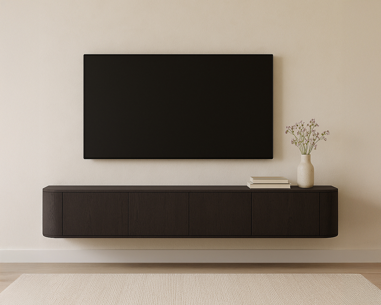 TV Möbel Lowboard Novero 220 cm schwebend braun
