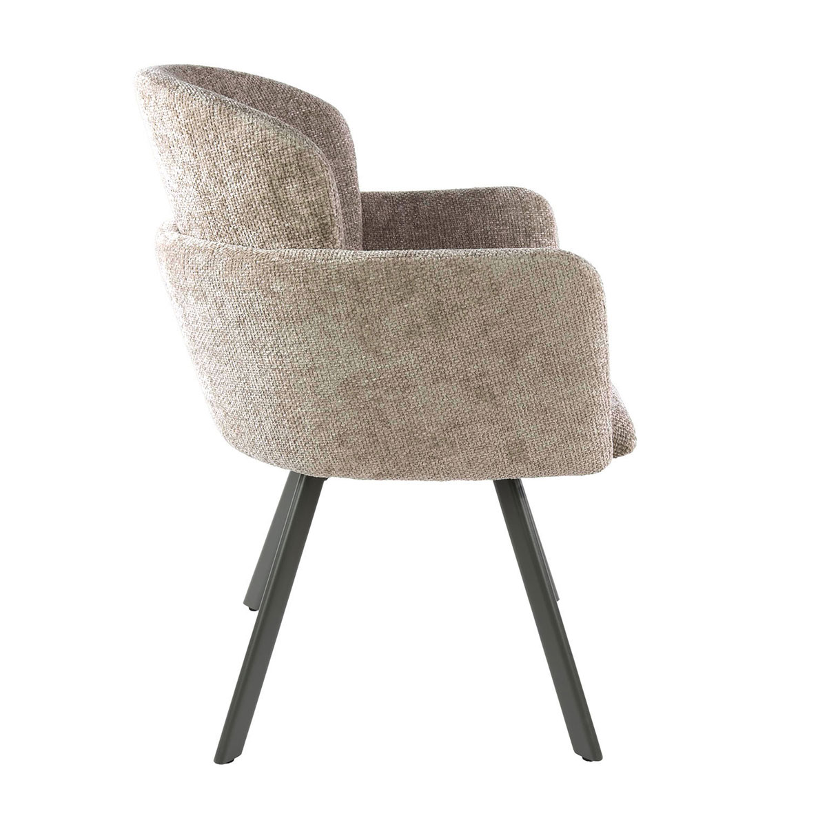 2er Set Armlehnstuhl GRACIA drehbar Chenille Stoff sandfarben