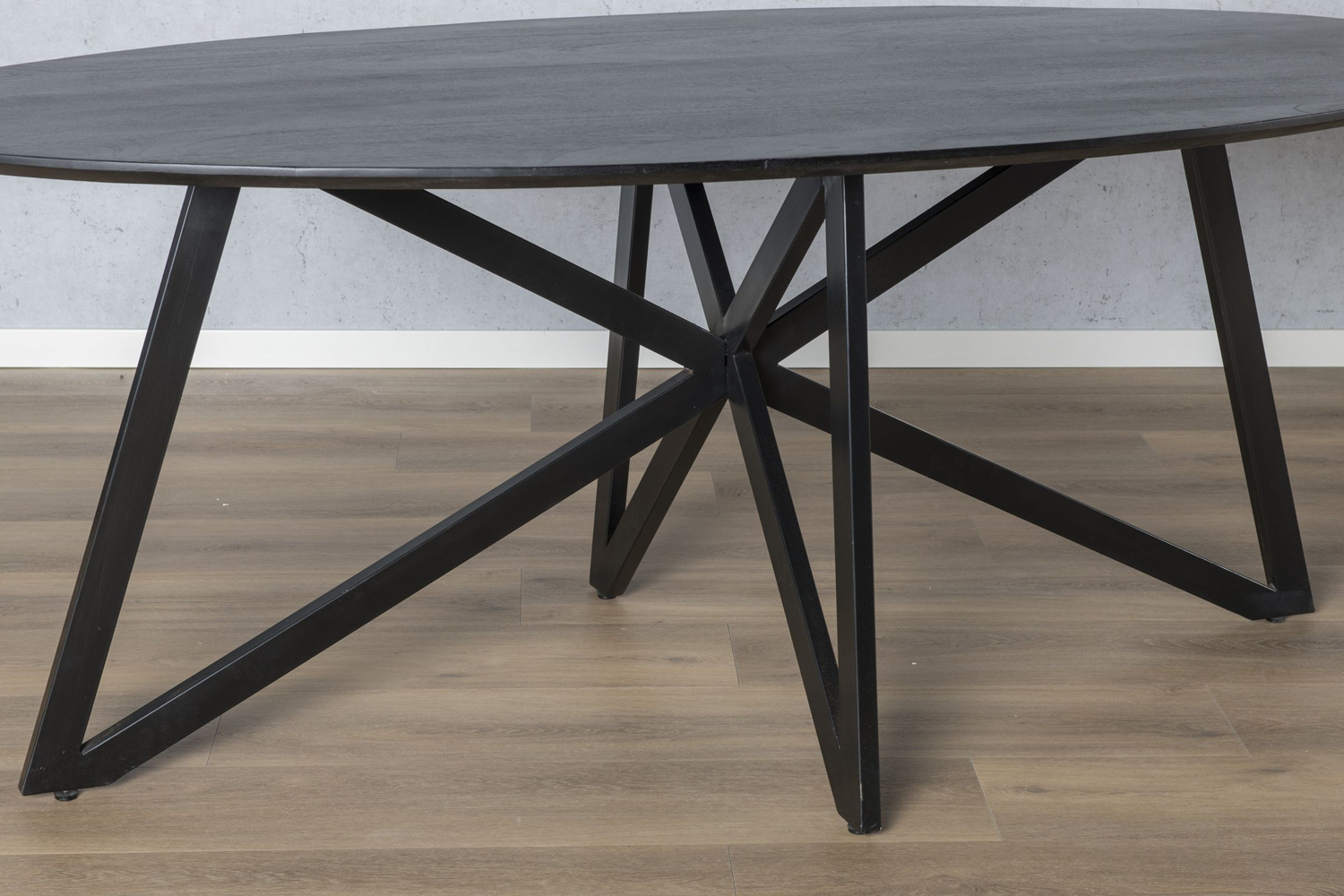 Esstisch Oslo oval 200 x 100 cm Akazie schwarz