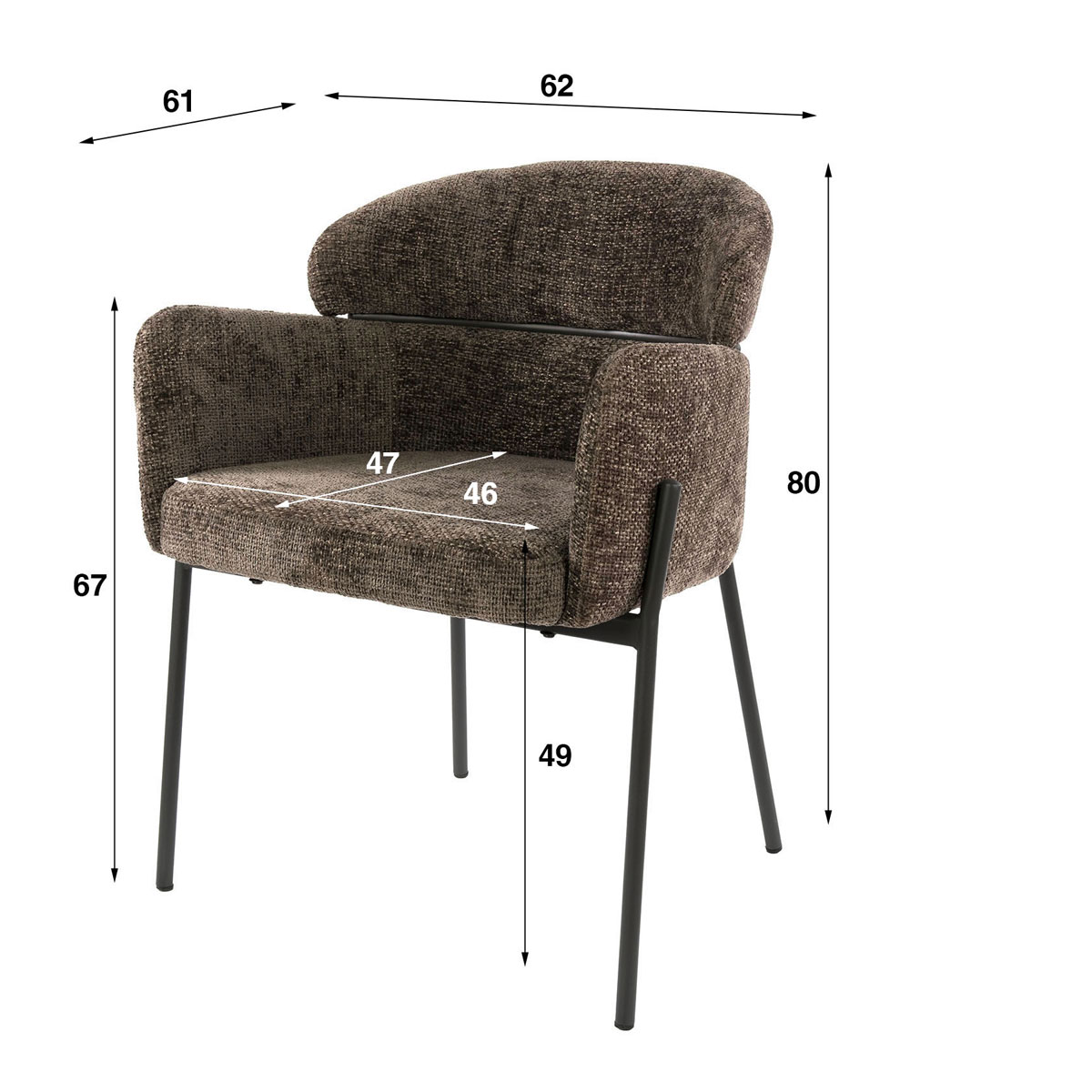 2er Set Armlehnstuhl Boston Chenille Stoff taupe