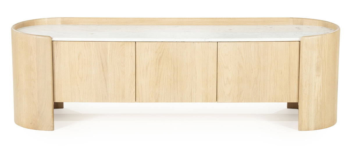 TV Möbel Lowboard Don 165 cm Eiche hell Marmor