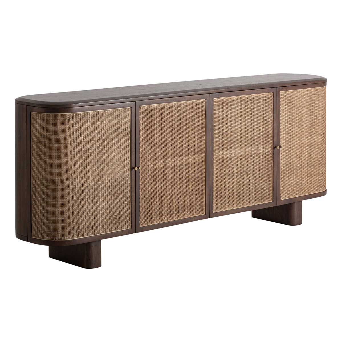 Sideboard GONDORF 210 cm Rattangeflecht Mangoholz hellbraun Kommode
