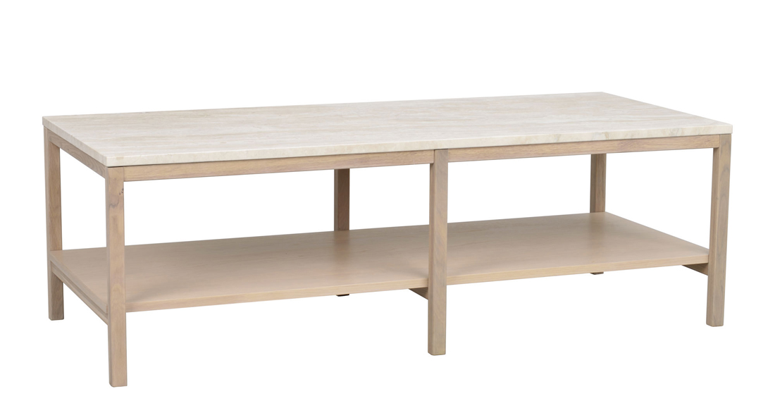 Couchtisch Eiche Tischplatte beige Travertin 140 cm