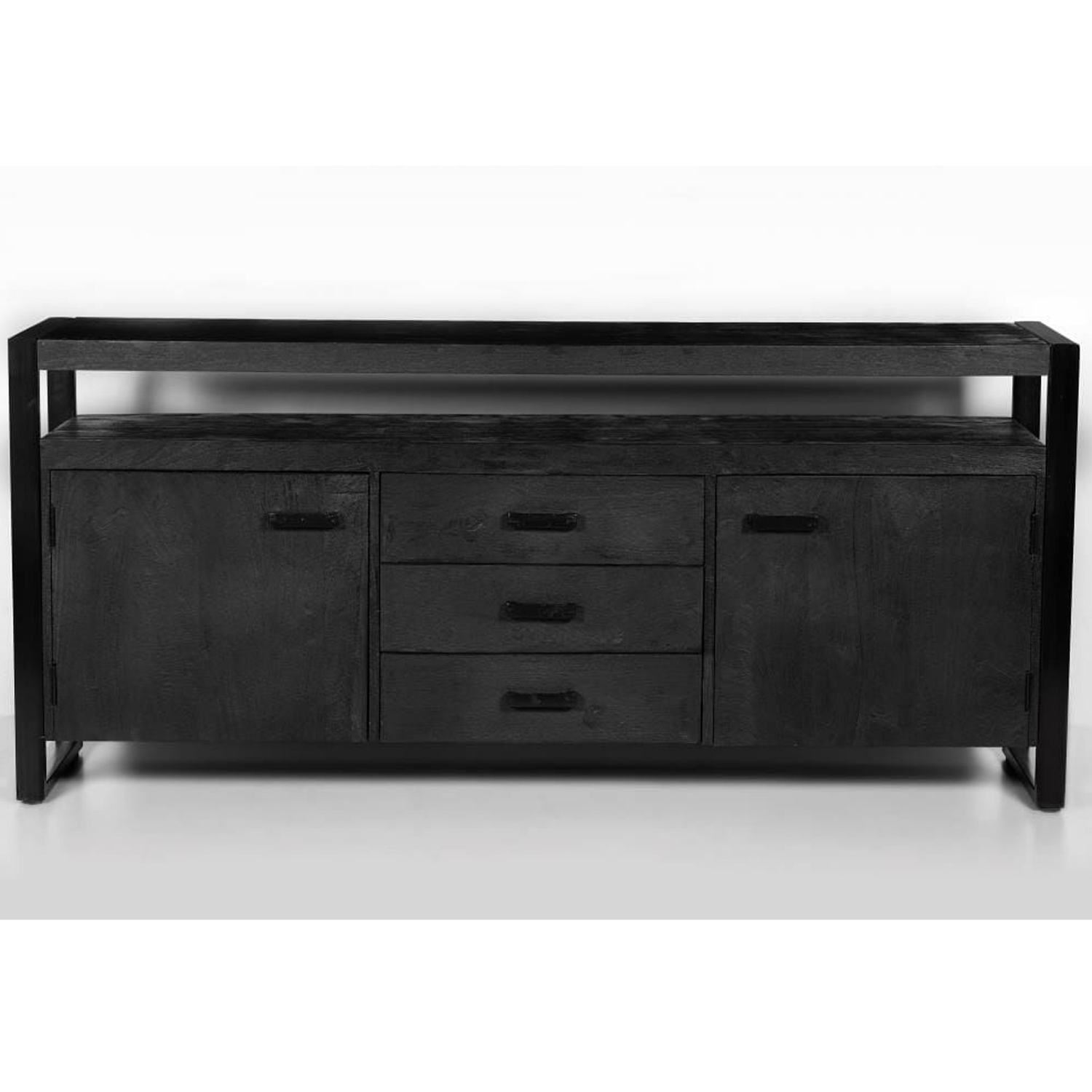 Kommode Sideboard Norris 180 cm Mango Holz Metall schwarz