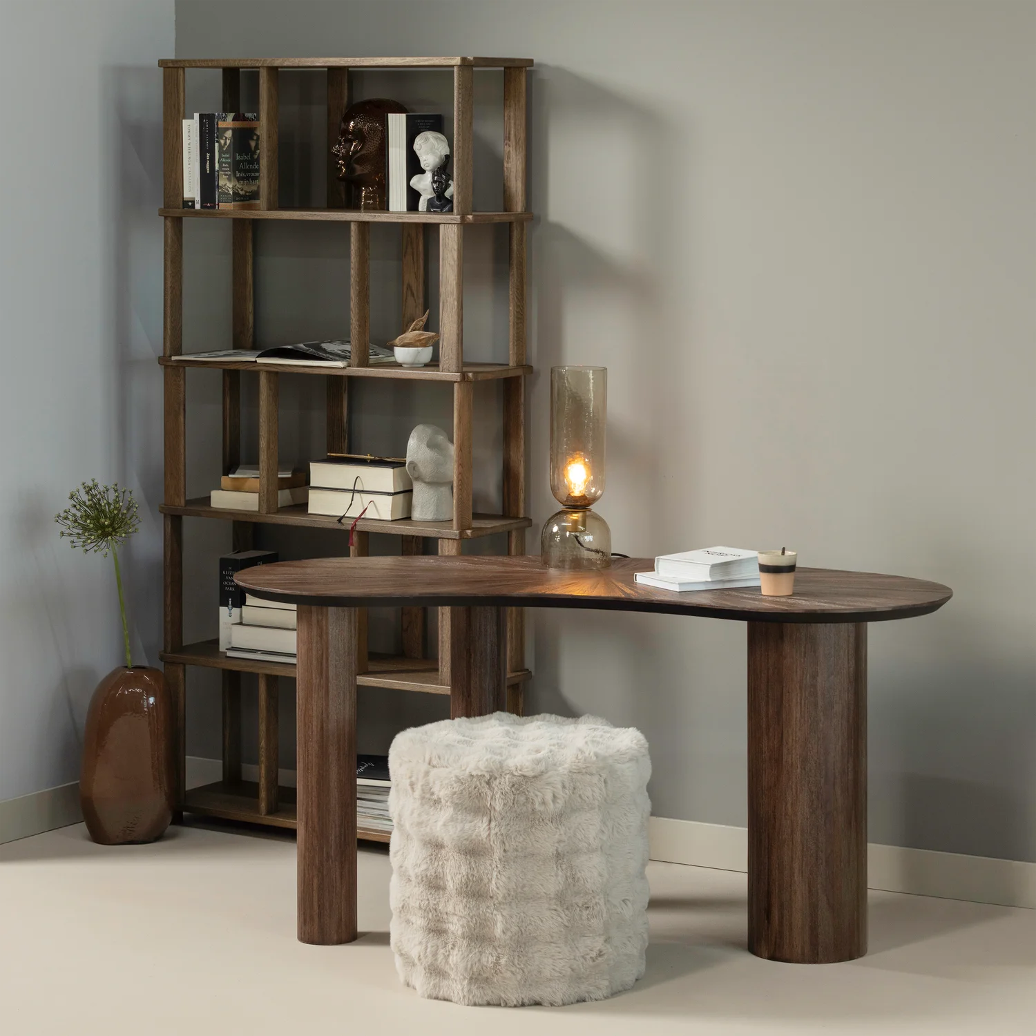 Schreibtisch SUN ORGANIC 150 x 62 cm Teakholz massiv braun