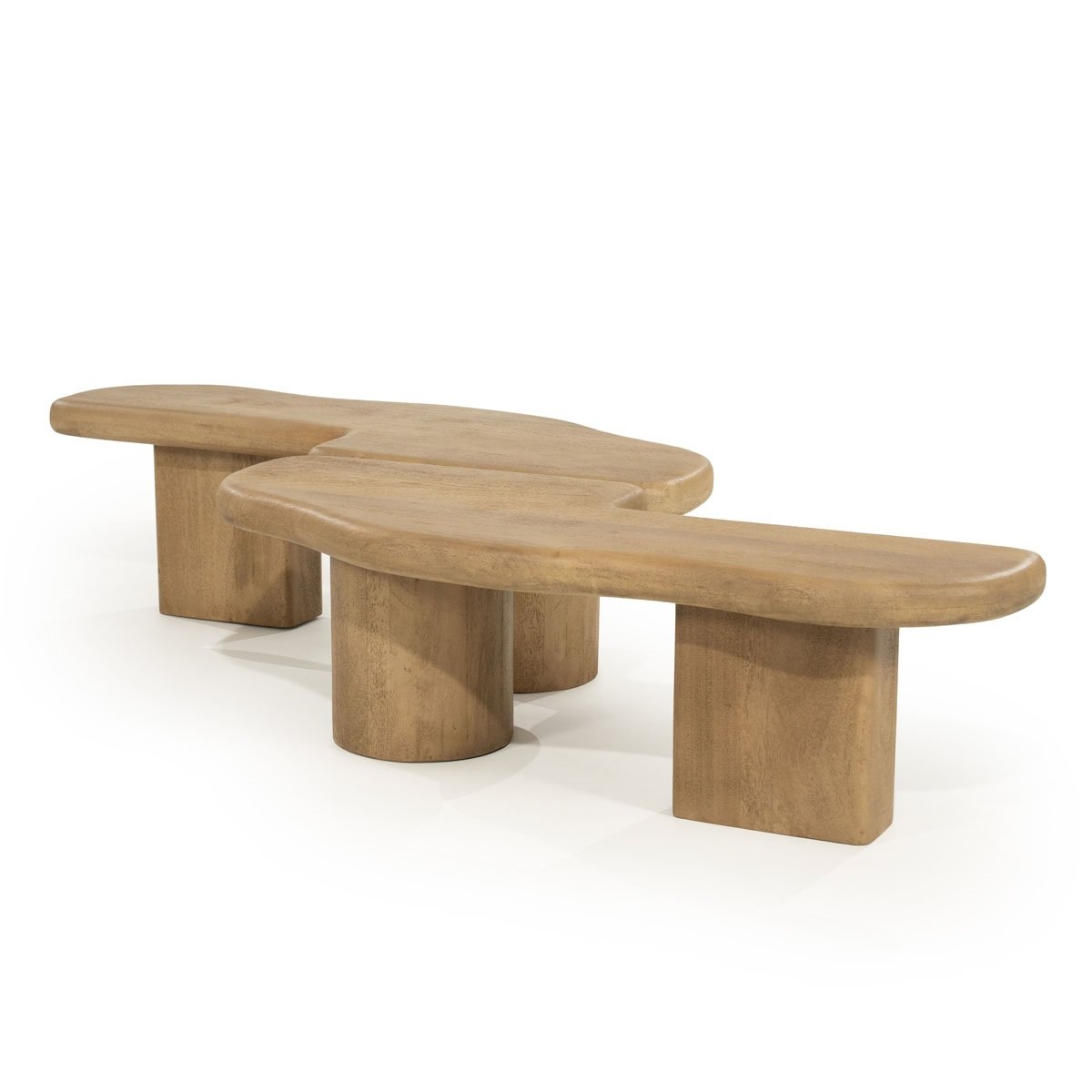 Couchtisch  2 tlg. Yuo 100 x 80 cm Mangoholz natur