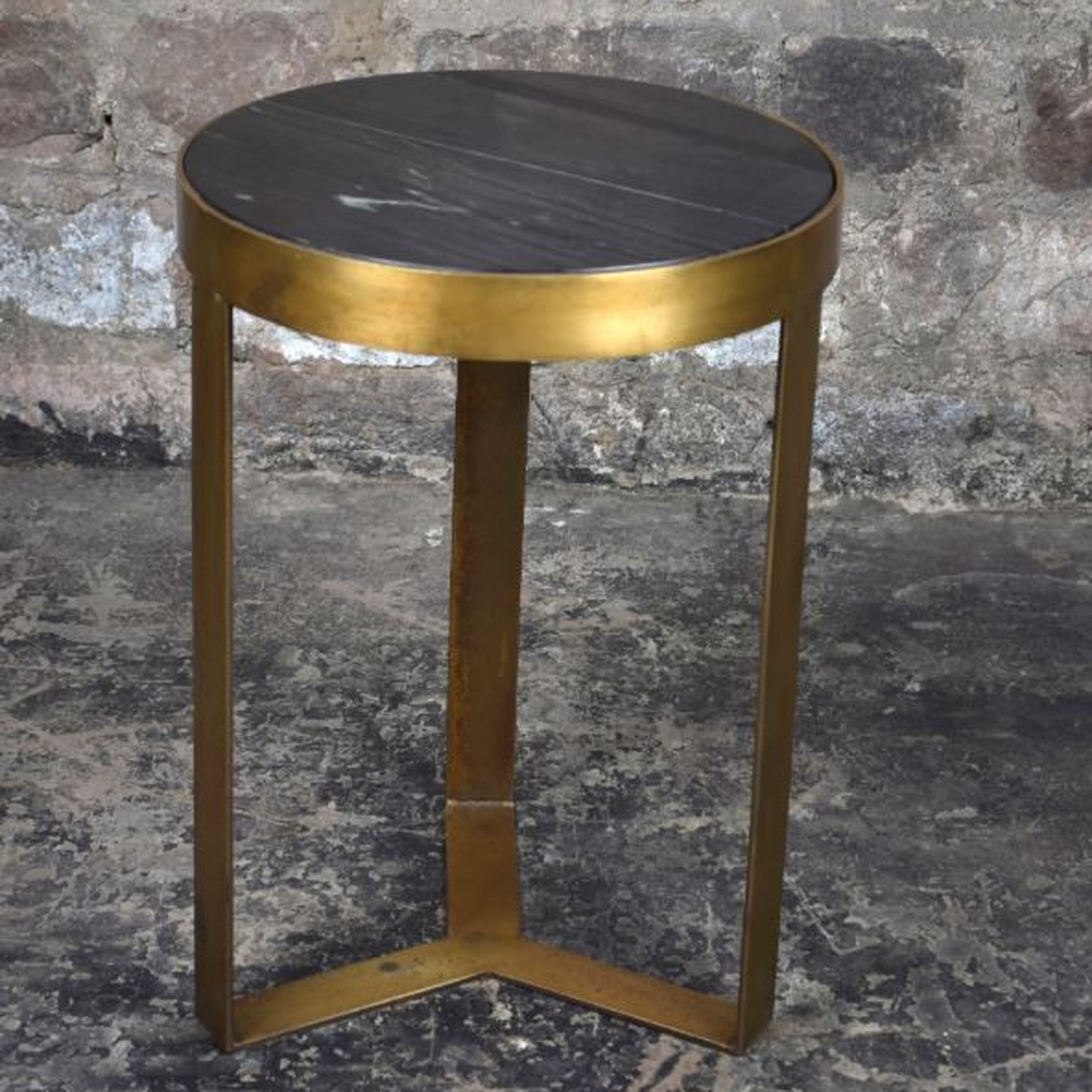 Beistelltisch Glennis Marble Ø 40 cm Black Gold Marmor Metall