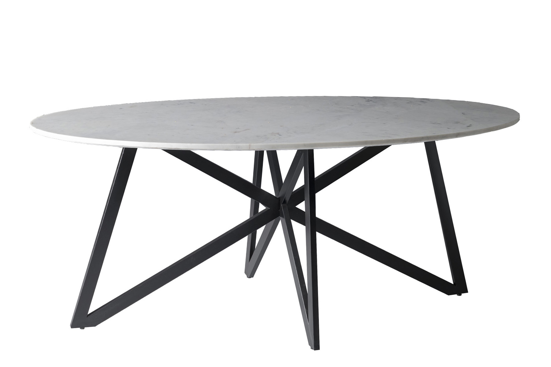Esstisch Web oval 200 x 100 cm Marmor weiß Metall