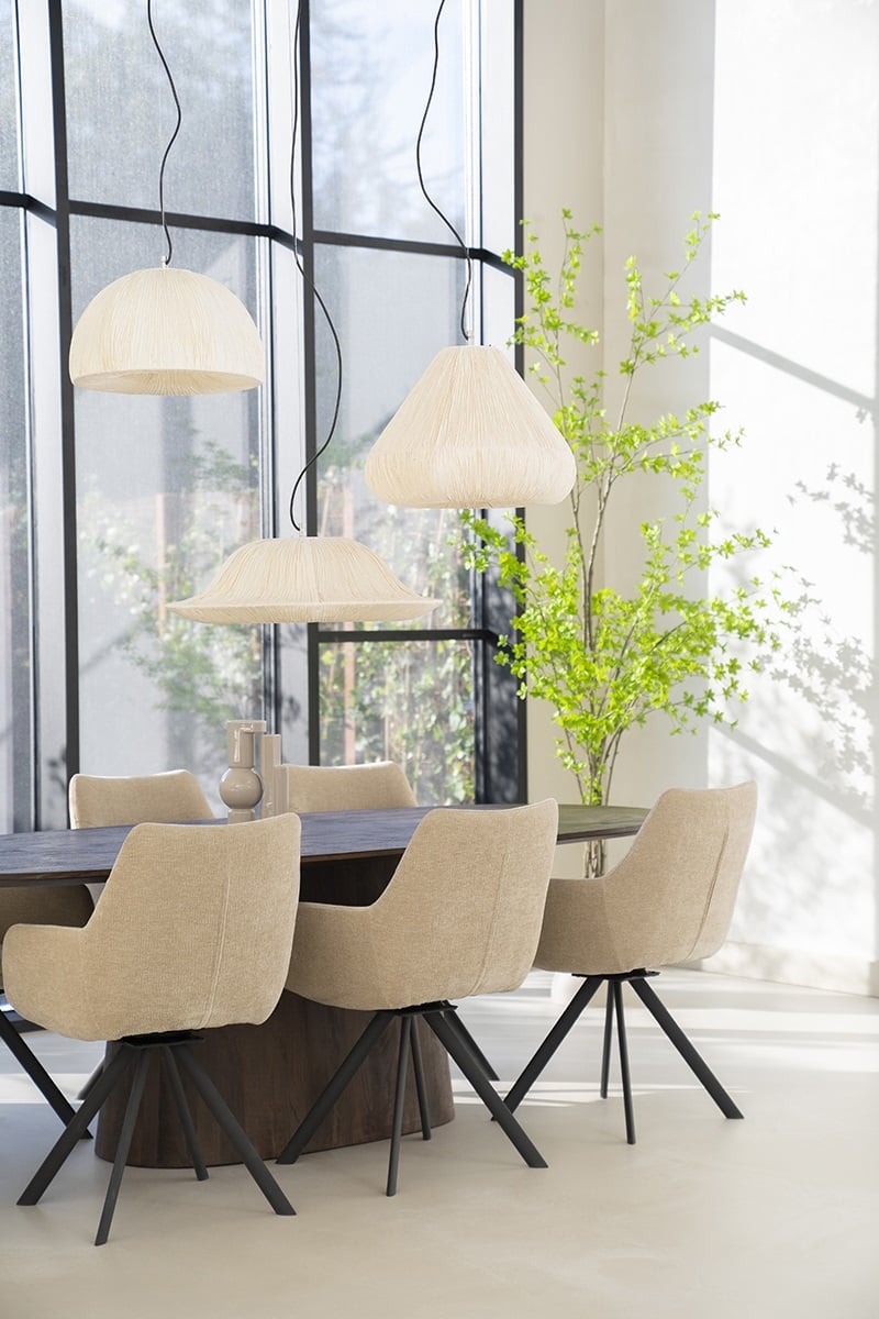 2er Set Esszimmerstuhl Bliss taupe mit Armlehne drehbar Drehstuhl