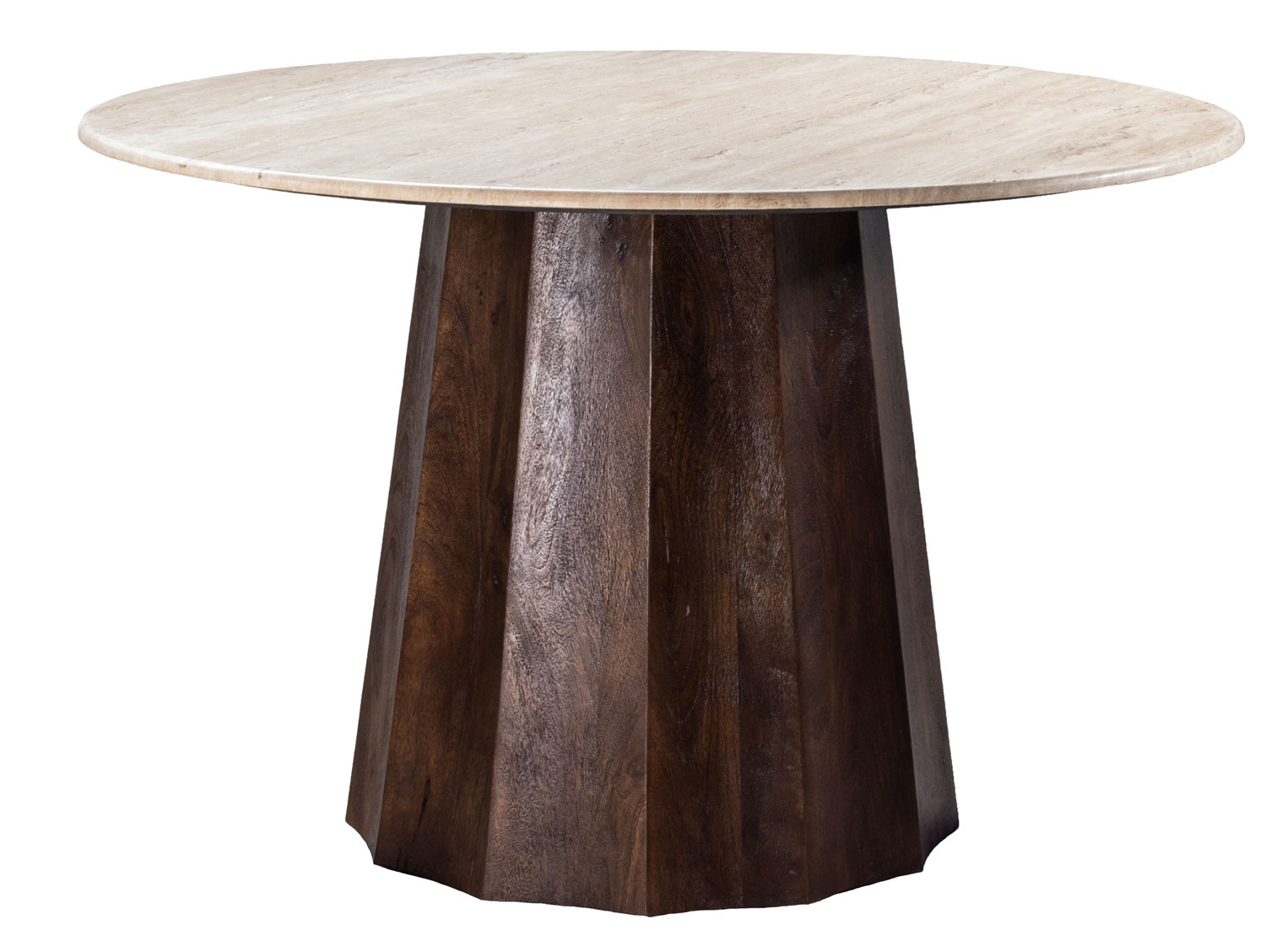 Esstisch LUCIA Ø 120 cm rund Travertin beige Mangoholz
