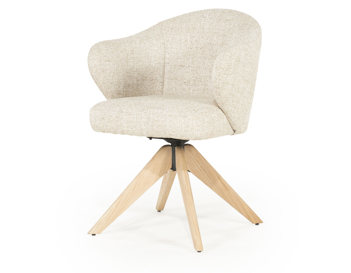 Esszimmer Stuhl Connor drehbar Eiche Stoff beige