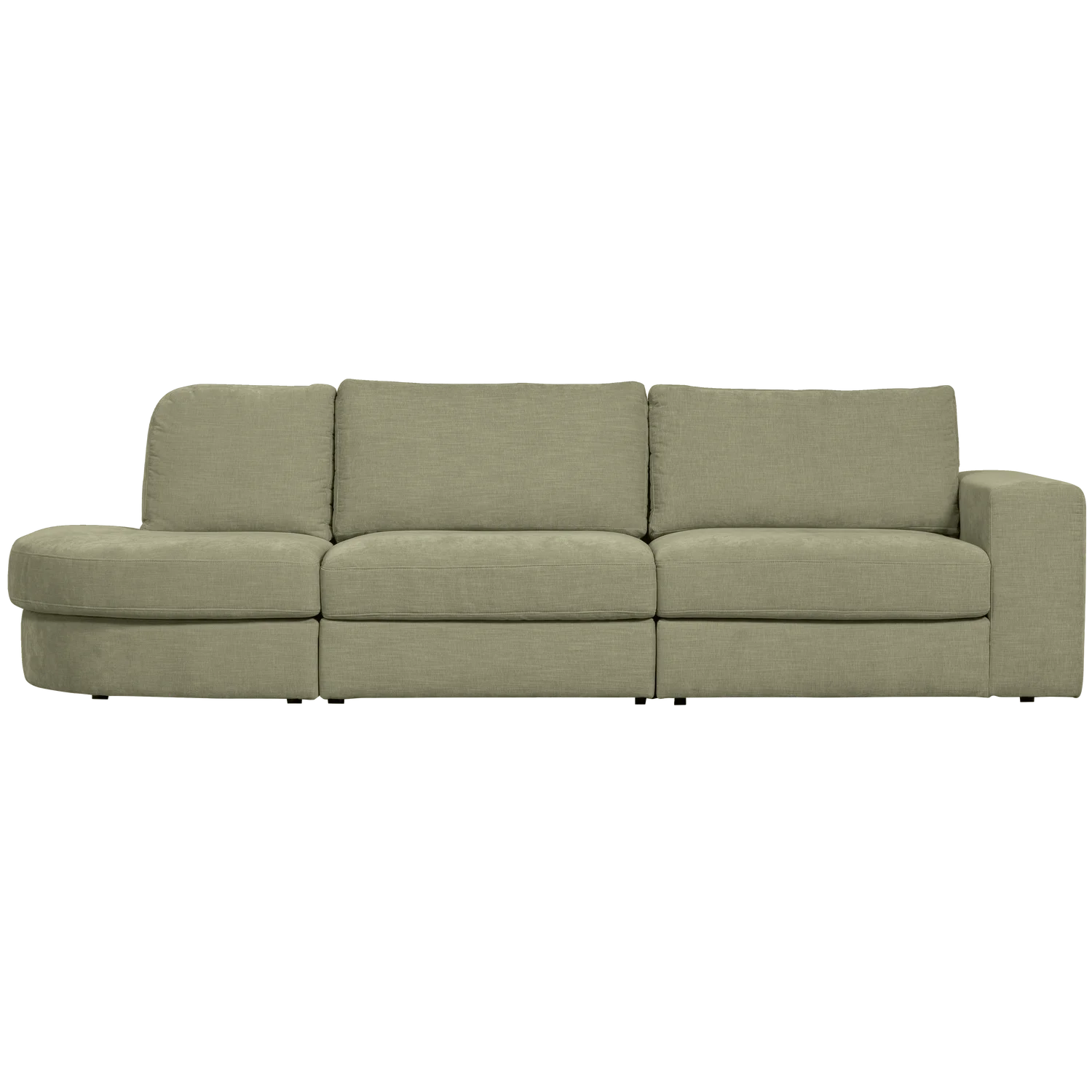 2,5 Sitzer Sofa FAMILY Webstoff grün mit Rundung links