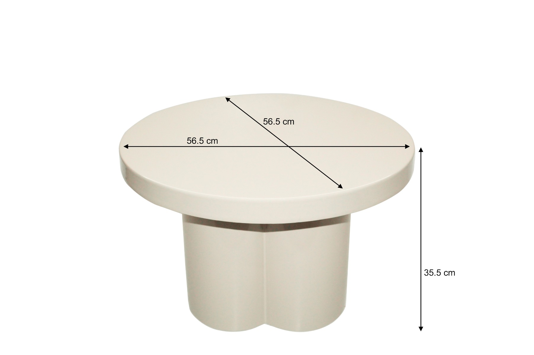 Couchtisch Noa rund Ø 56 cm Metall Off White Anstelltisch Sofatisch Beistelltisch