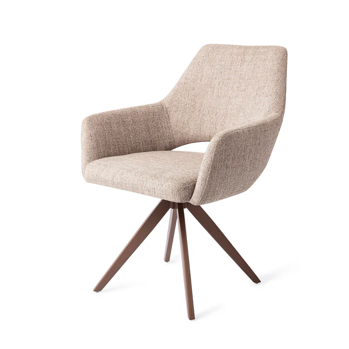 Esszimmerstuhl Yanai – Biscuit Beach mit Drehgestell in Metall braun