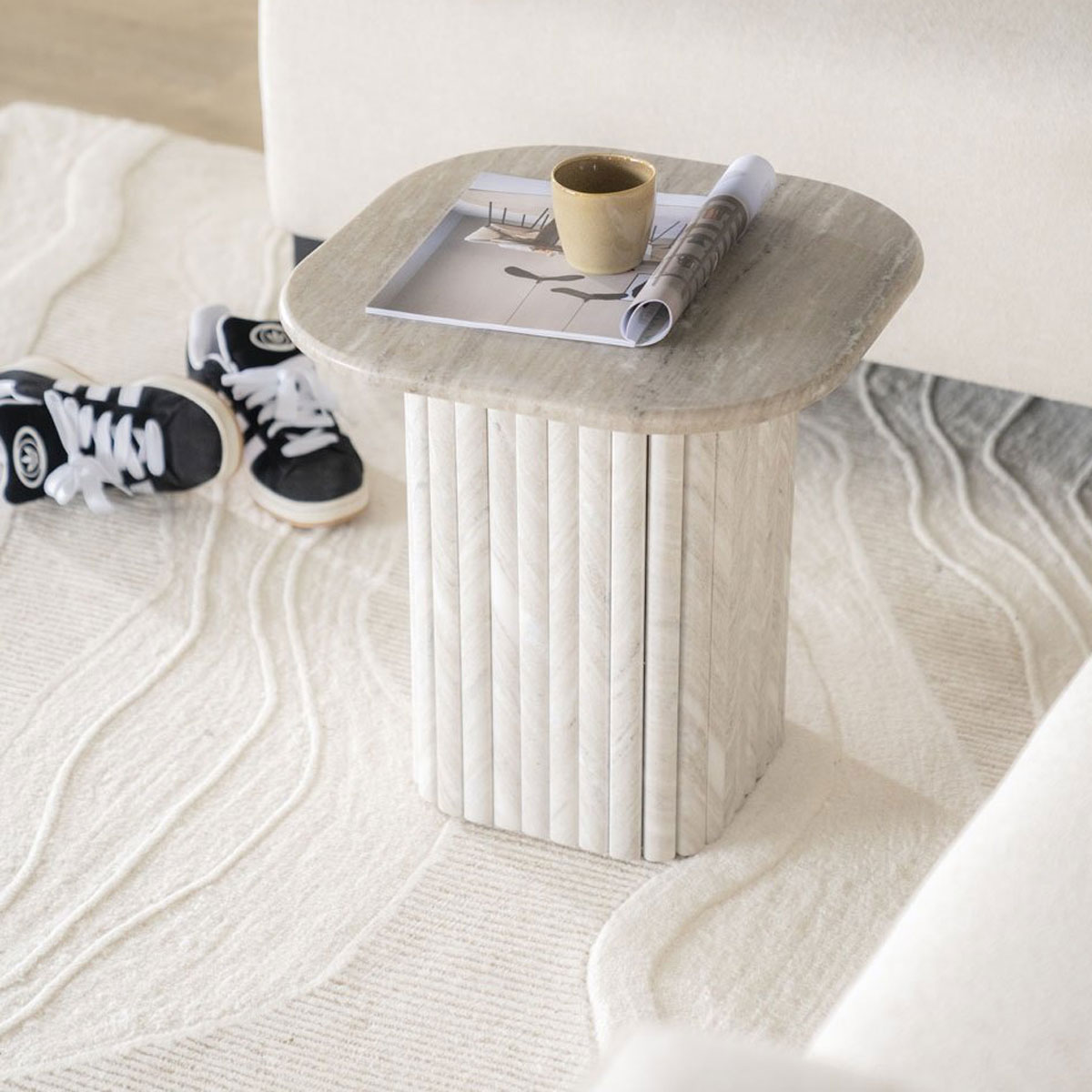 Beistelltisch Dorique H 45 cm Marmor creme