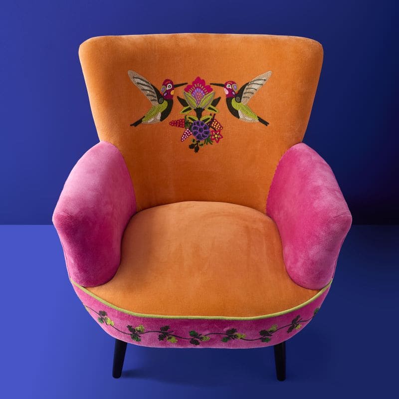 Sessel TROPICANA Samt Samtsessel bunt bestickt