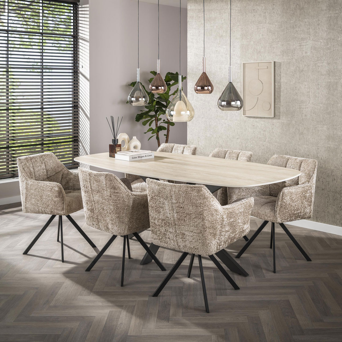 2er Set Armlehnstuhl Fino drehbar Savelle sandfarben