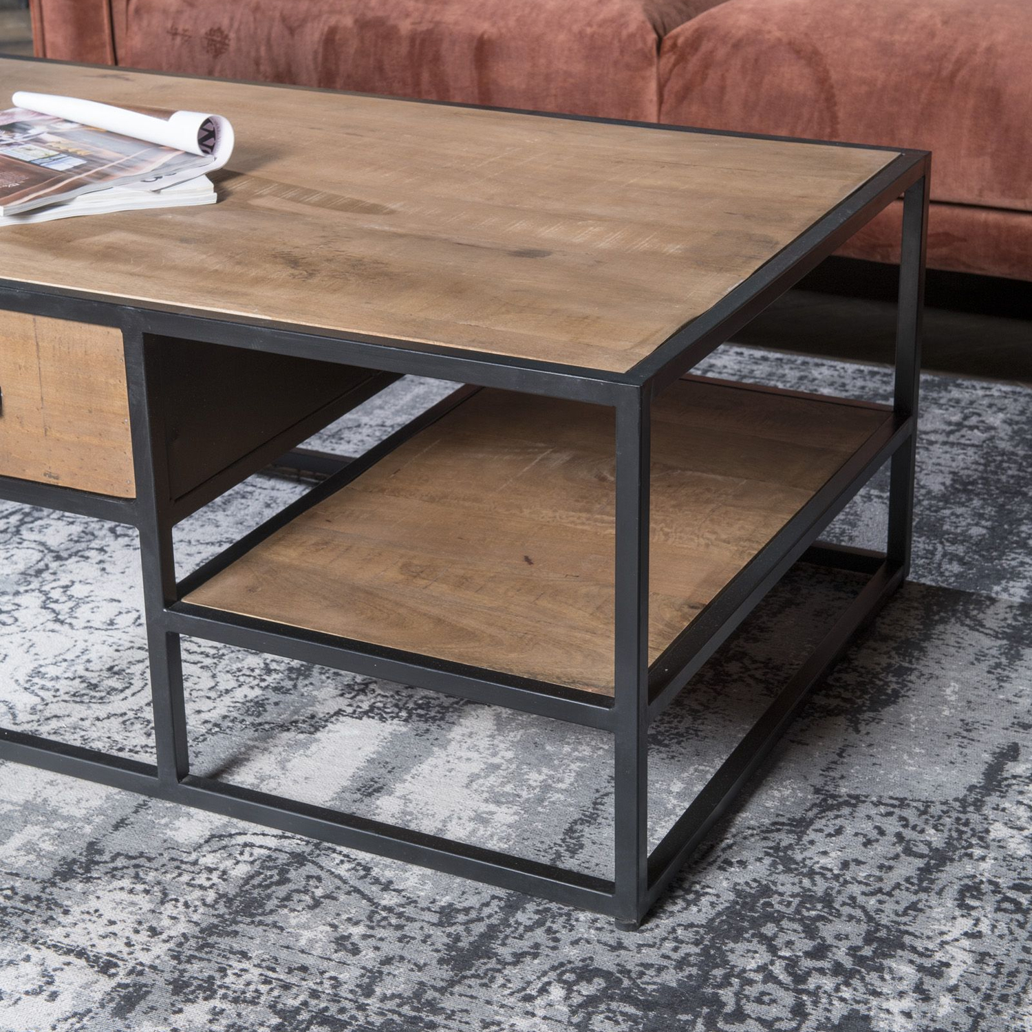 Couchtisch Sturdy mit Schubladen 120 x 70 cm Mango Holz