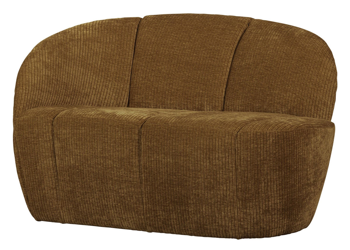 woood 2 Sitzer Sofa Bank MOJO links gerippter Stoff honiggelb