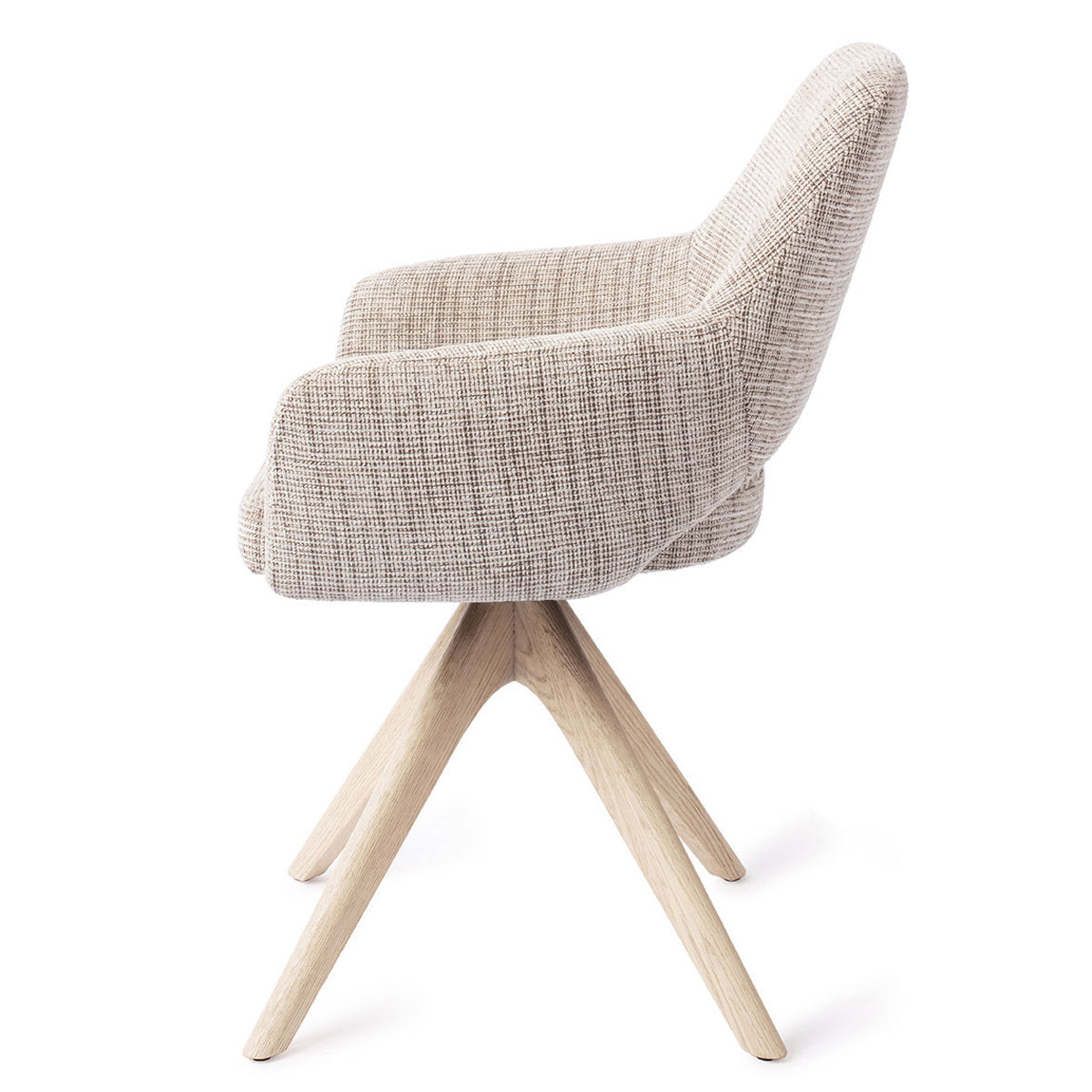 Esszimmerstuhl YANAI drehbar – Caramel mit Gestell in Eiche gebleicht 