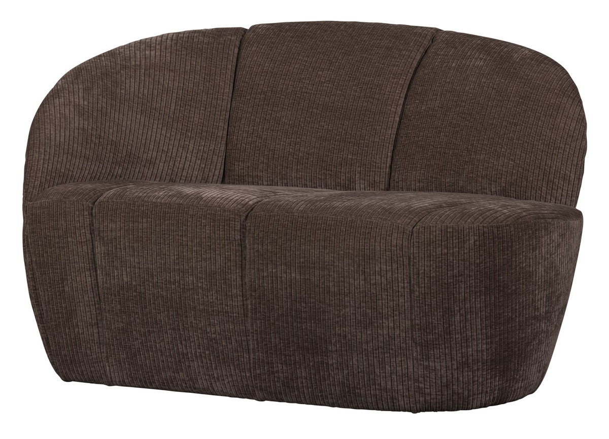 woood 2 Sitzer Sofa Bank MOJO links gerippter Stoff braun