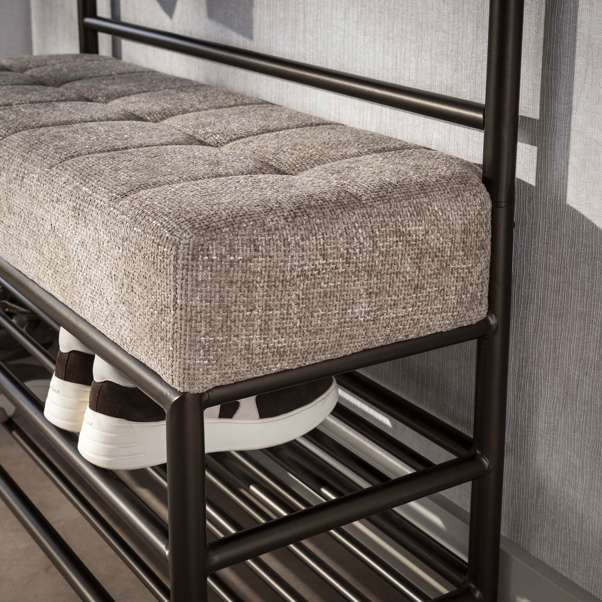 Garderobenbank LIENO B 100 cm mit Schuhablage Metall bronzefarben Standgarderobe 