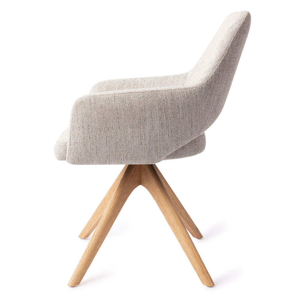 Esszimmerstuhl YANAI drehbar – Hellgrau mit Gestell in Eiche hell