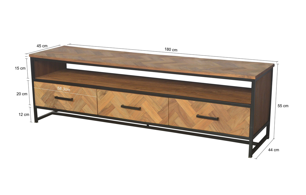 TV Möbel Accent 180 cm Lowboard Teakholz