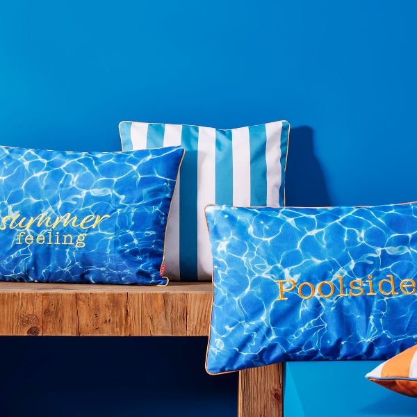 2´er Set Outdoor Kissen blau weiss gestreift 45 x 45 cm Outdoorkissen 